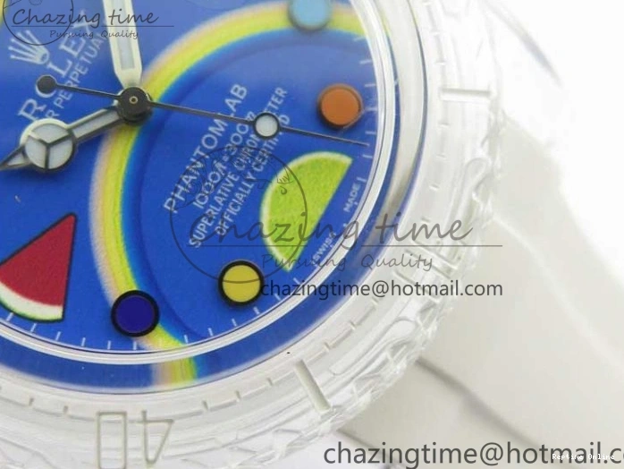1219 Submariner Phantomlab Transparent KZF Best Edition Blue Fruit Dial on White Rubber Strap VR Classic 2563
